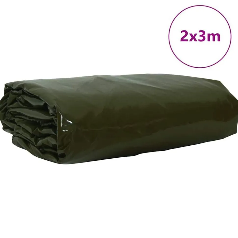vidaXL Zeil 650g / m² Olijf Groen 2 x 3 m Canvas met PVC-coating