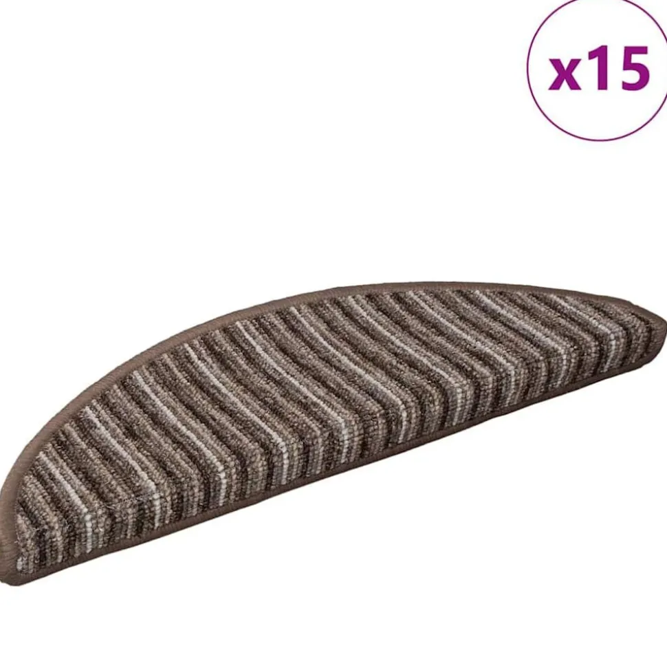 vidaXL Zelfklevende Trapmatten 15 pcs Bruin 56 x 17 x 3 cm