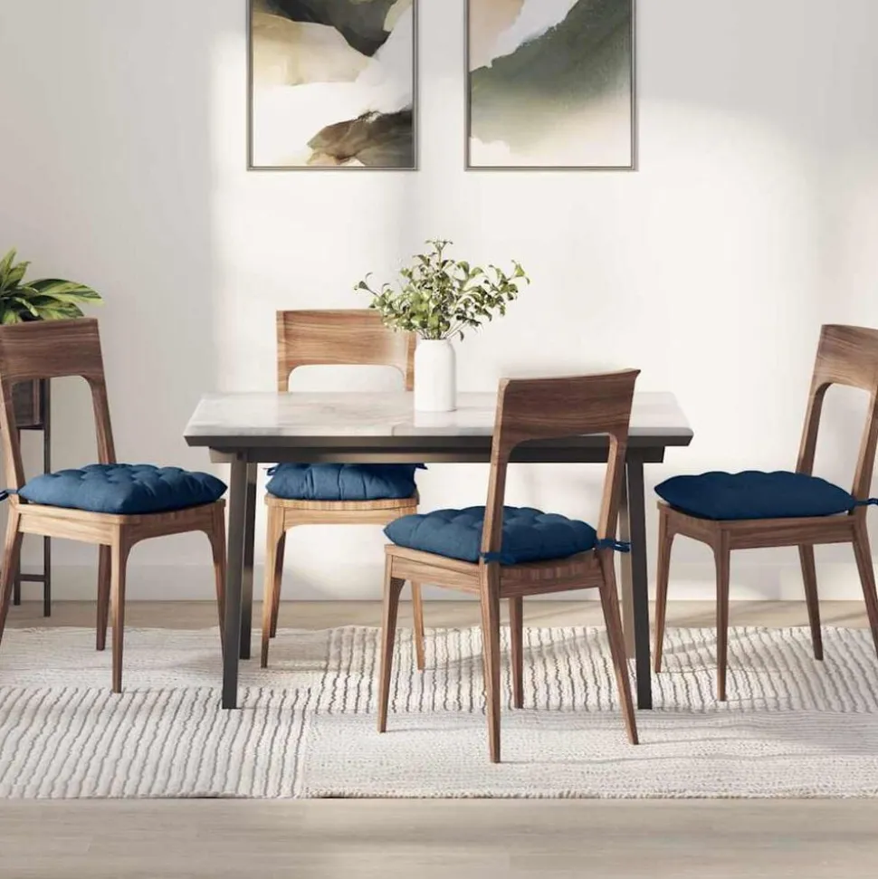 vidaXL Zitkussens 4 pcs Blauw 40 x 40 x 6 cm Stof