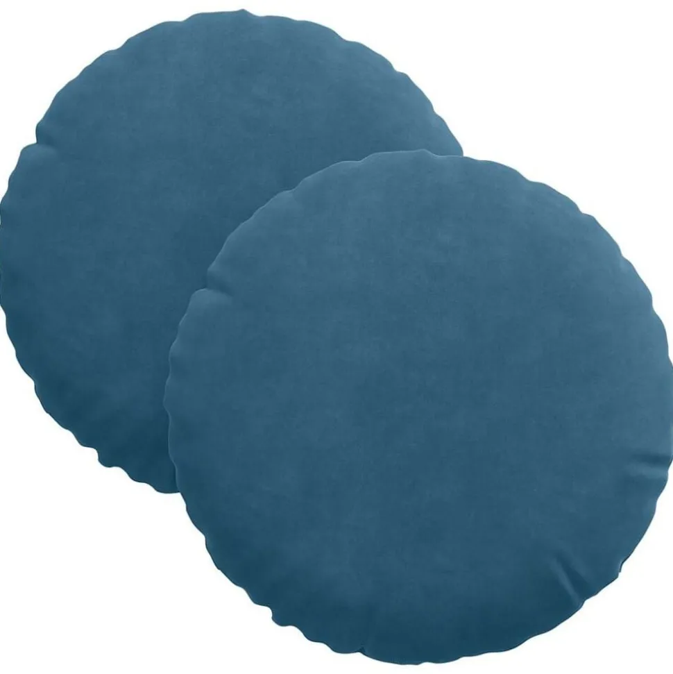 vidaXL Zitkussens 2 pcs Blauw Ø30 x 13 cm Fluweel