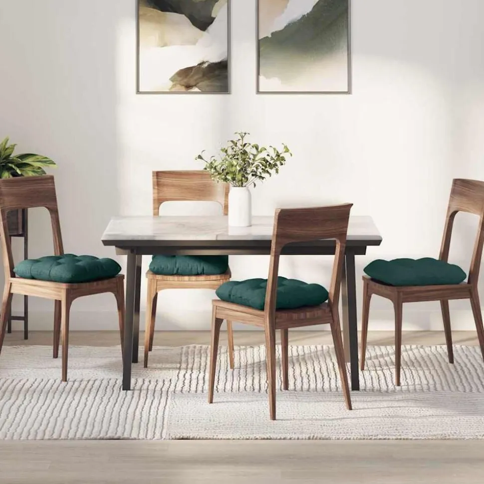 vidaXL Zitkussens 4 pcs Donkergroen 40 x 40 x 12 cm Stof