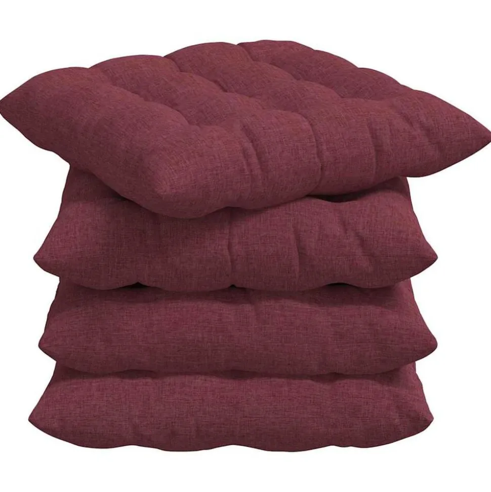 vidaXL Zitkussens 4 pcs Wijnrood 40 x 40 x 6 cm Stof