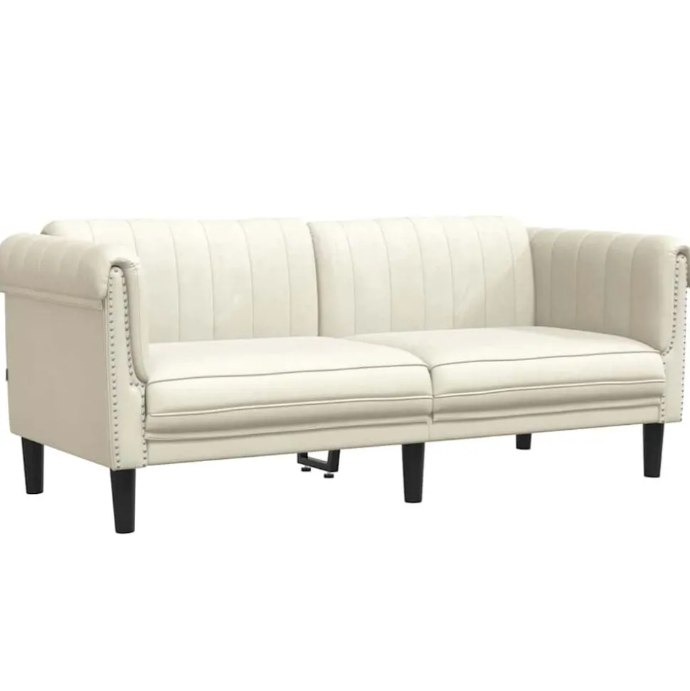 vidaXL 2-zitsbank fluweel crèmekleurig