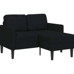 vidaXL 2-zitsbank met ligchaise L-vormig 125 cm stof zwart