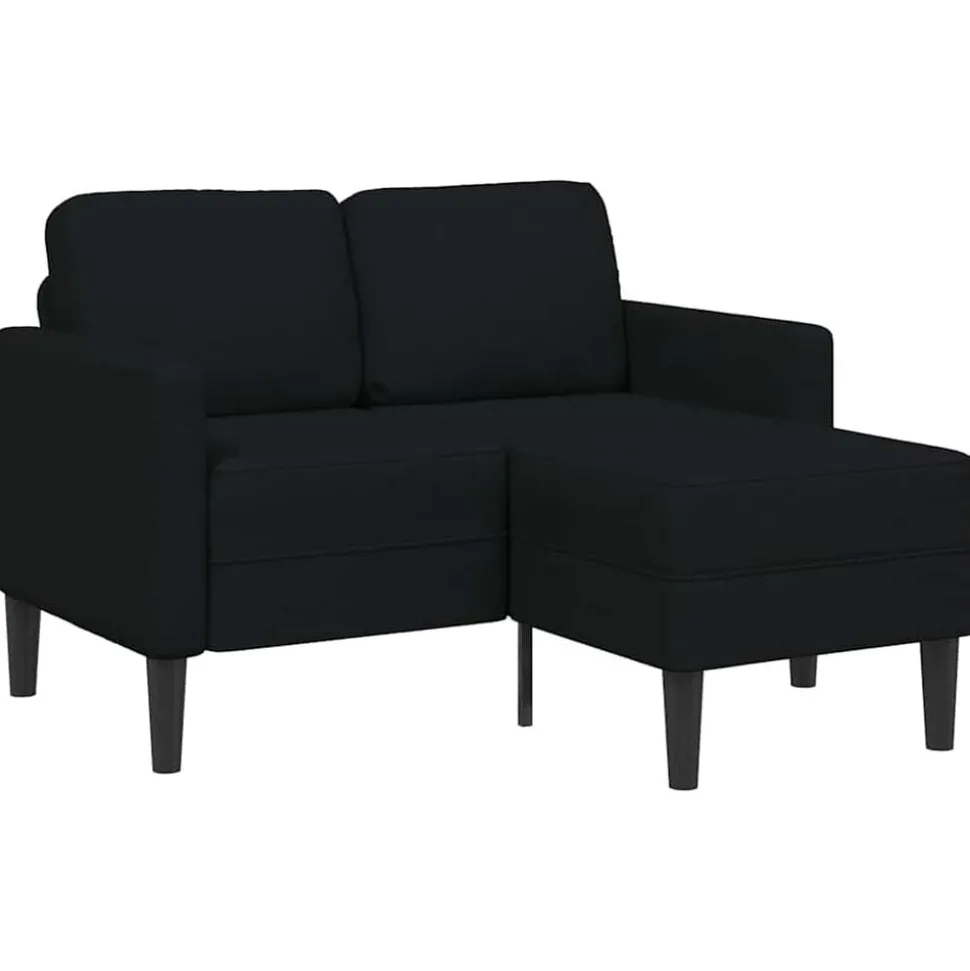 vidaXL 2-zitsbank met ligchaise L-vormig 125 cm stof zwart