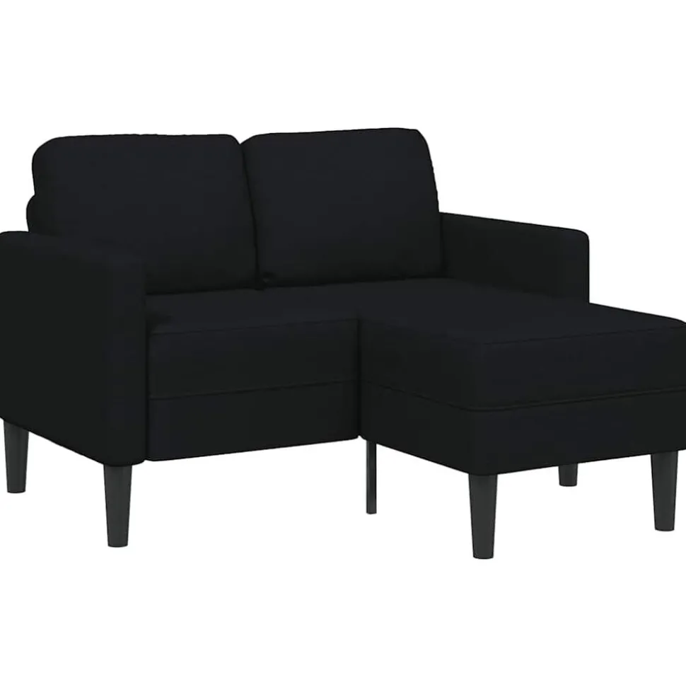vidaXL 2-zitsbank met ligchaise L-vormig 125 cm stof zwart
