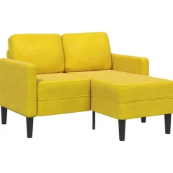 vidaXL 2-zitsbank met ligstoel L-vormig 125 cm fluweel geel