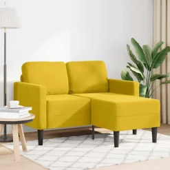 vidaXL 2-zitsbank met ligstoel L-vormig 125 cm fluweel geel