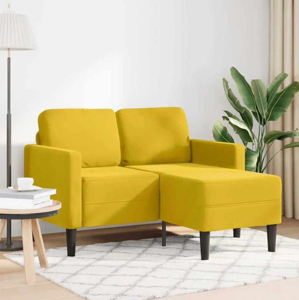 vidaXL 2-zitsbank met ligstoel L-vormig 125 cm fluweel geel