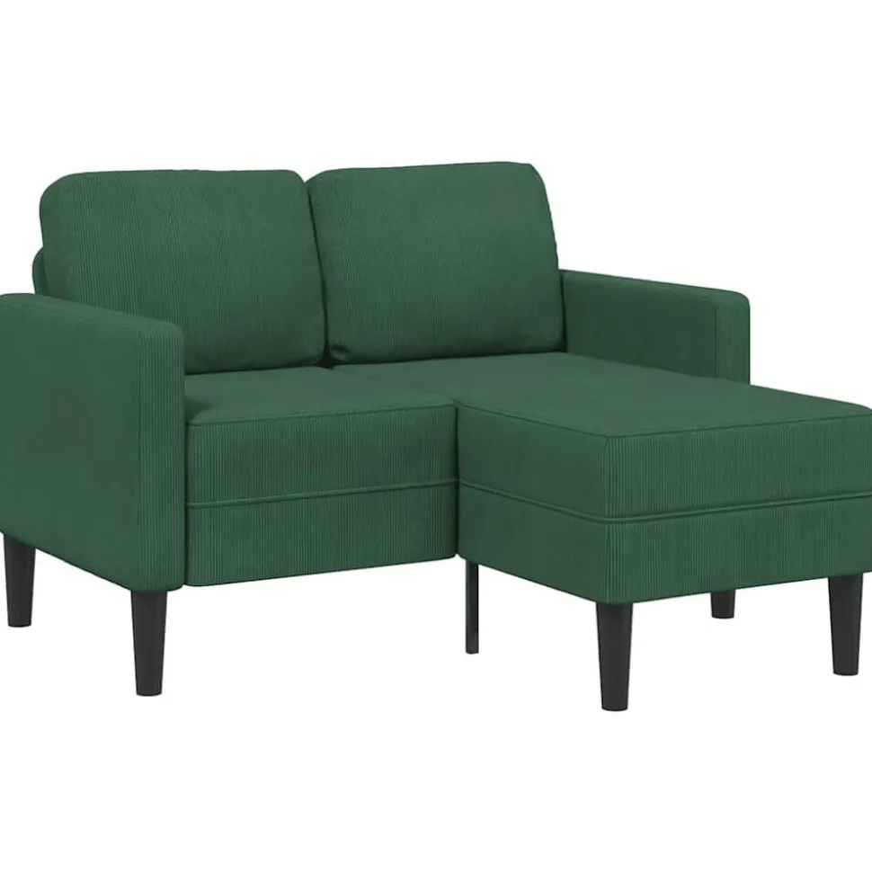 vidaXL 2-zitsbank met ligstoel L-vorm donkergroen 125 cm linnen