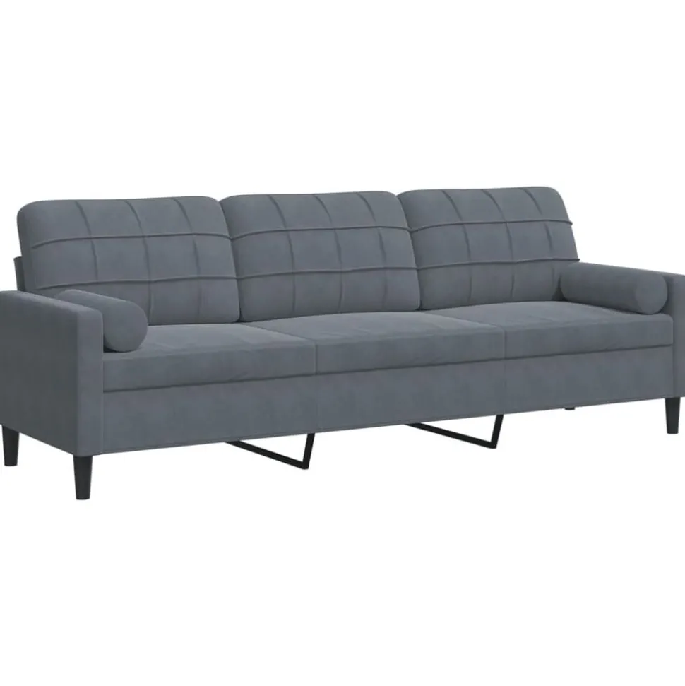 vidaXL 3-zitsbank met sierkussens 210 cm fluweel donkergrijs