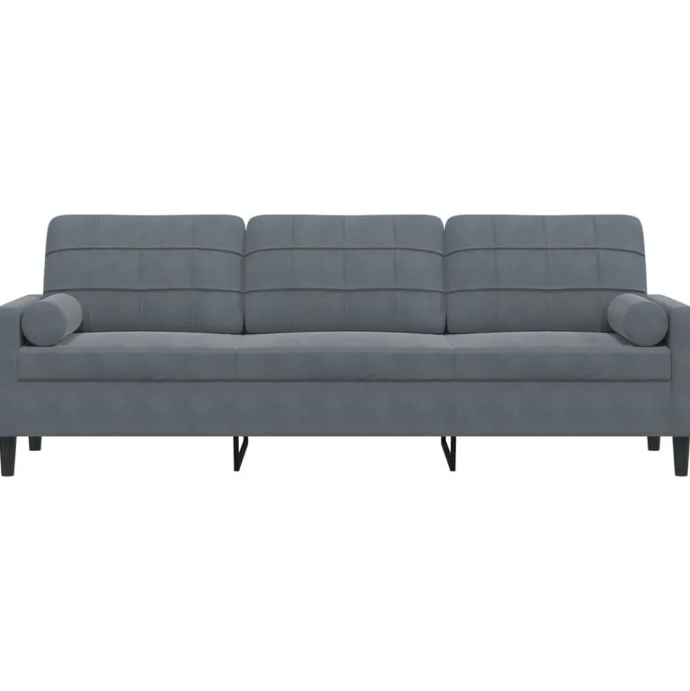 vidaXL 3-zitsbank met sierkussens 210 cm fluweel donkergrijs