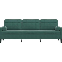 vidaXL 3-zitsbank met sierkussens 210 cm fluweel donkergroen