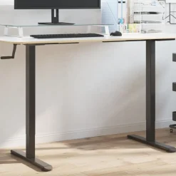 vidaXL Zit-sta bureauframe (94-135)x60x(70-114) cm staal zwart