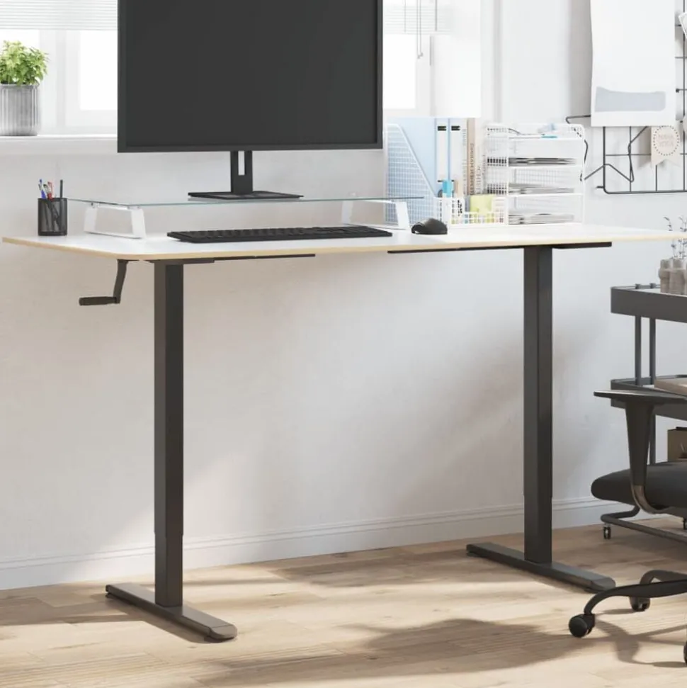 vidaXL Zit-sta bureauframe (94-135)x60x(70-114) cm staal zwart