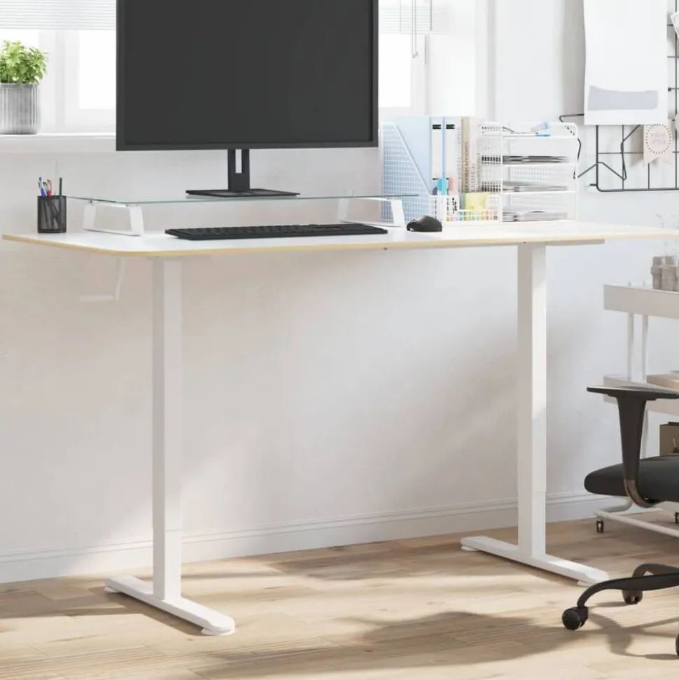 vidaXL Zit-sta bureauframe (94-135)x60x(70-114) cm staal wit