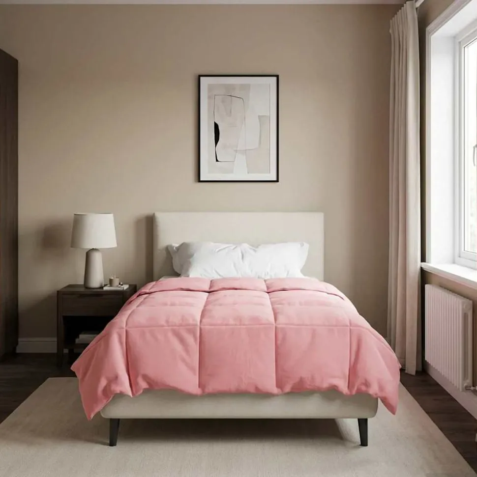 vidaXL Zomer Dekbed Gekwilt Roze 140 x 200 cm Microfiber