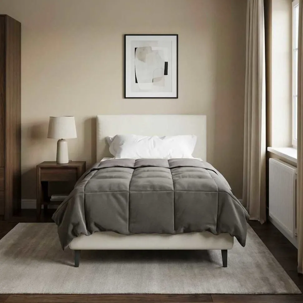 vidaXL Zomer Dekbed Gekwilt Lichtgrijs 135 x 200 cm Microfiber