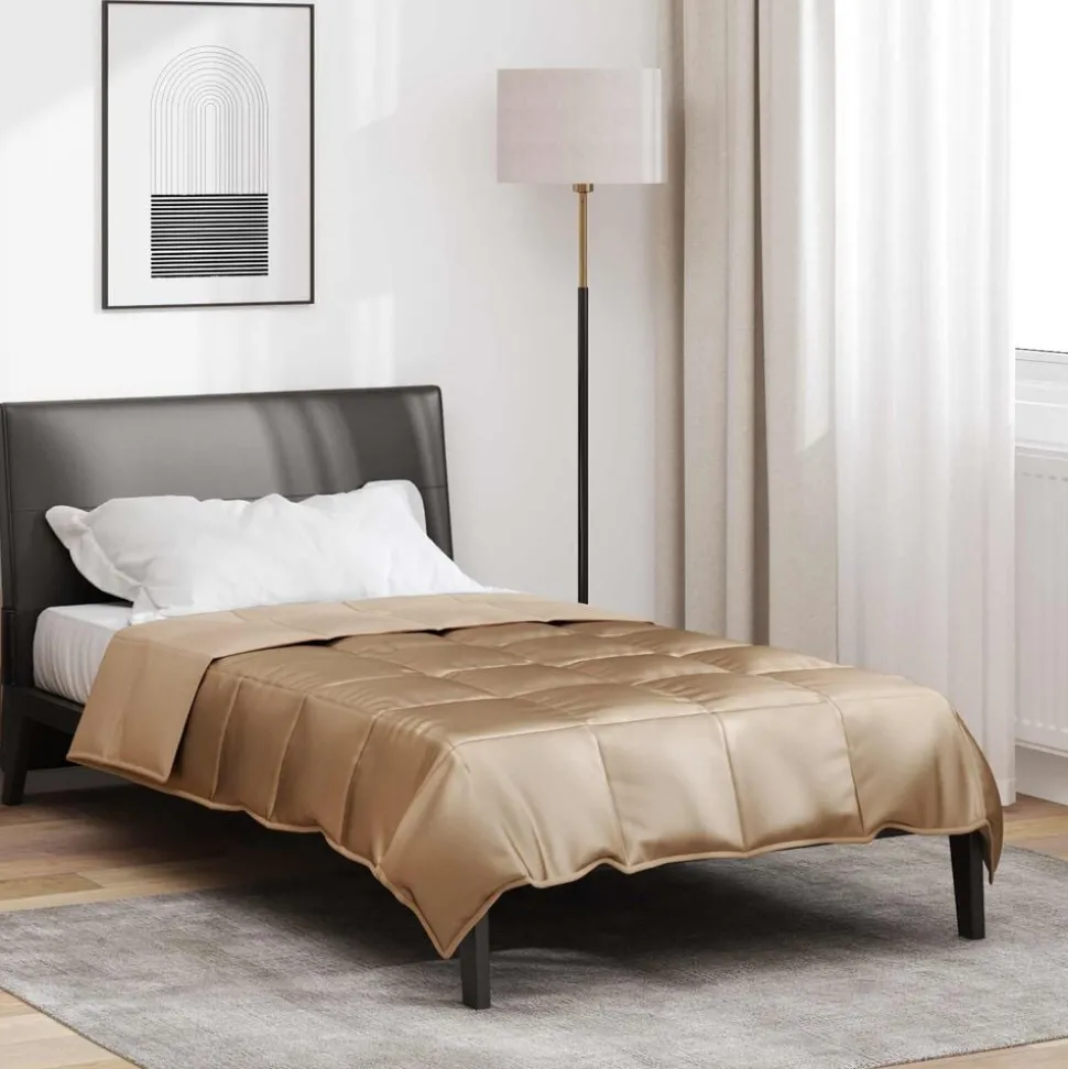 vidaXL Zomer Dekbed Goud 135 x 200 cm Satijn en Microfiber