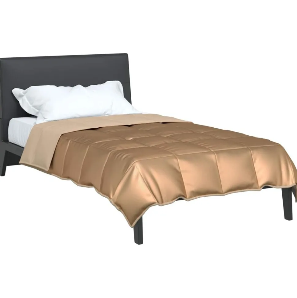 vidaXL Zomer Dekbed Goud 135 x 200 cm Satijn en Microfiber