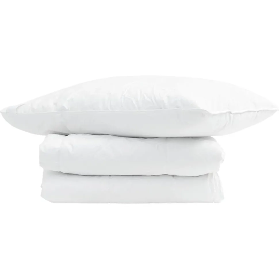 vidaXL Zomer Dekbed met kussen 2 pcs Wit Donsveertjes