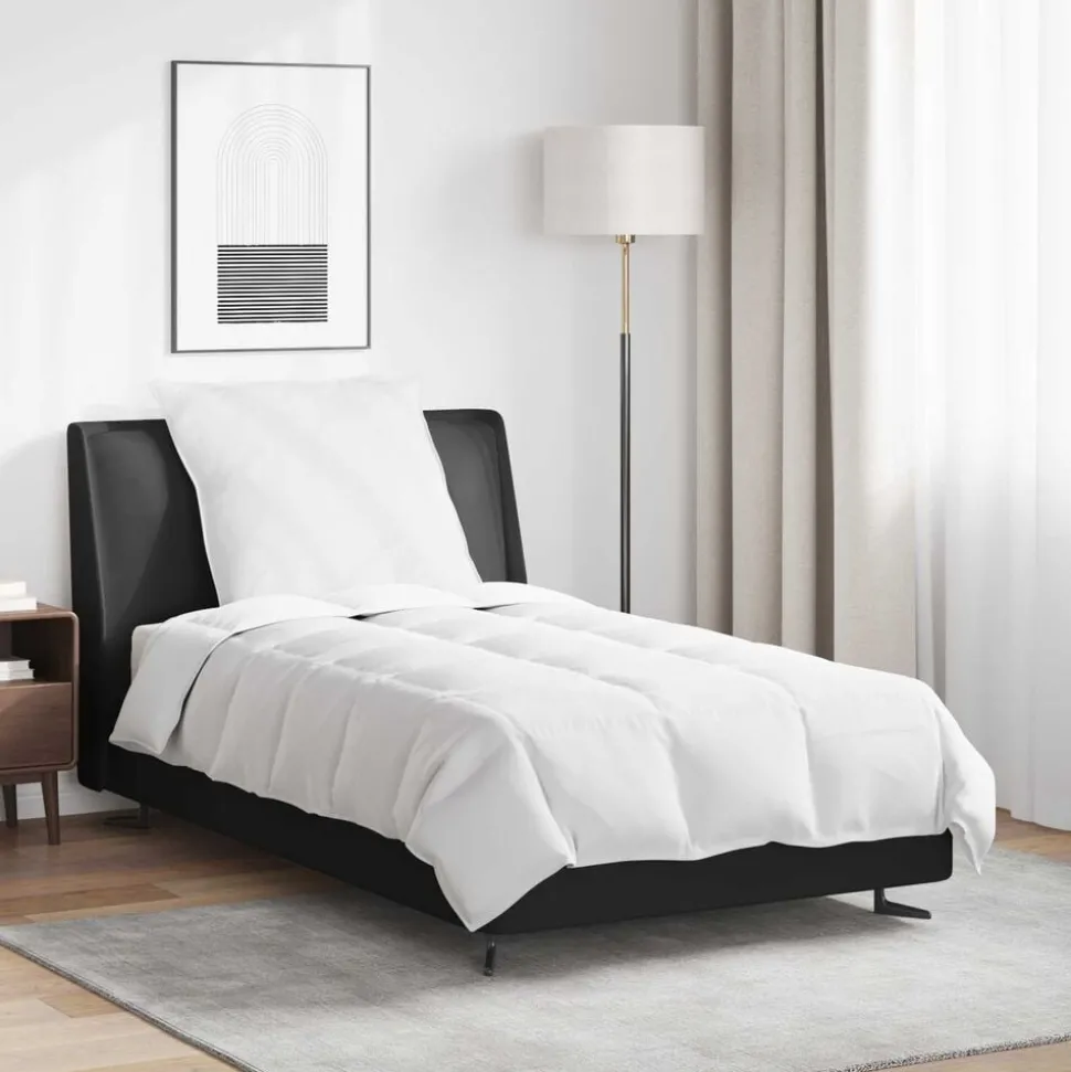 vidaXL Zomer Dekbed met kussen 2 pcs Wit Donsveertjes
