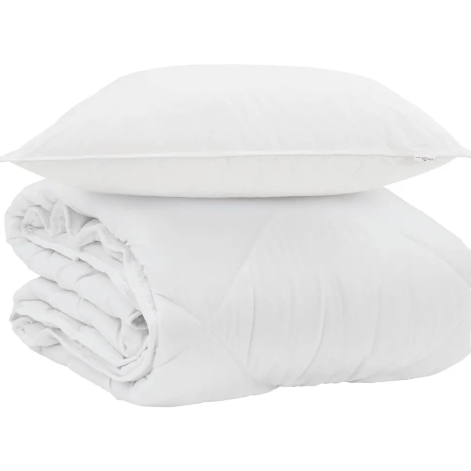 vidaXL Zomer Dekbed met kussen 2 pcs Wit Microvezel