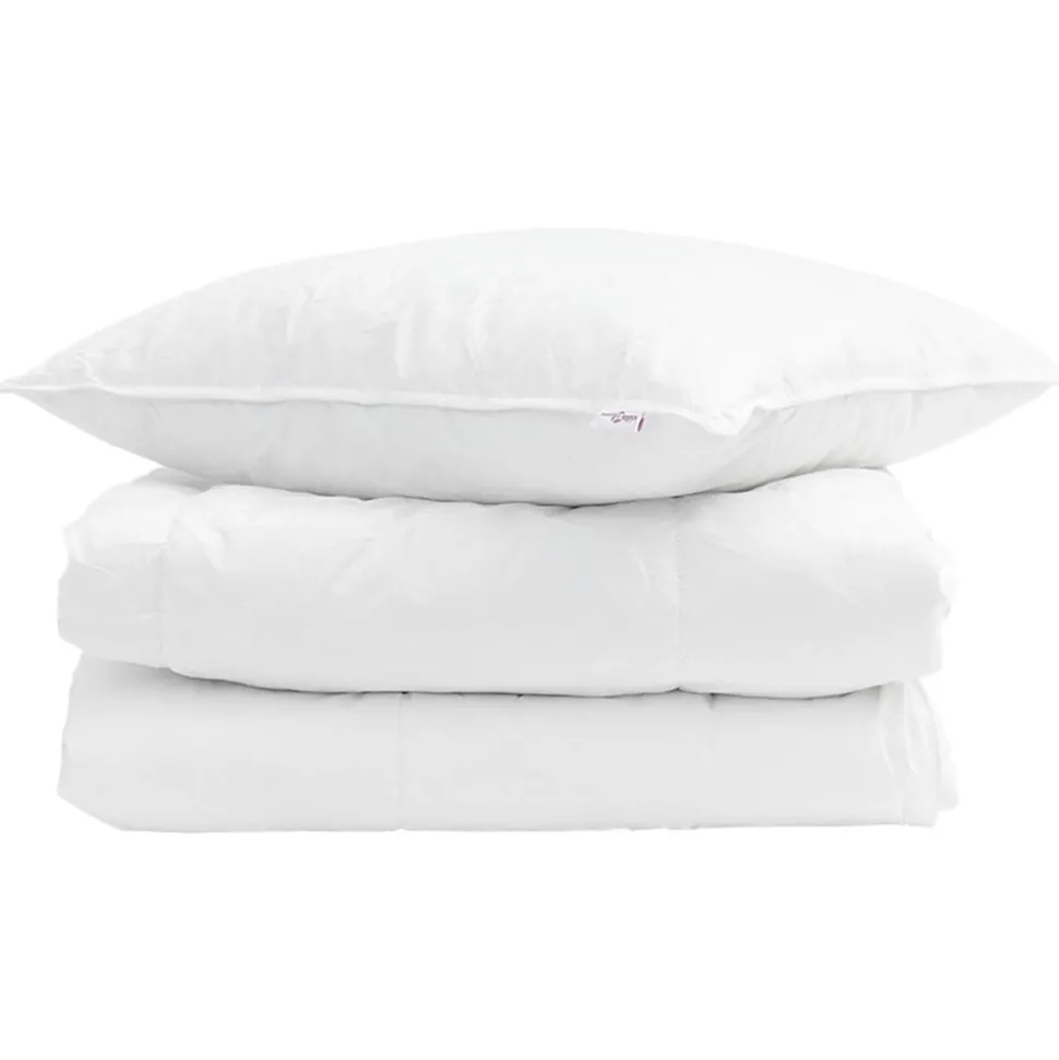vidaXL Zomer Dekbed met kussen 2 pcs Wit Donsveertjes
