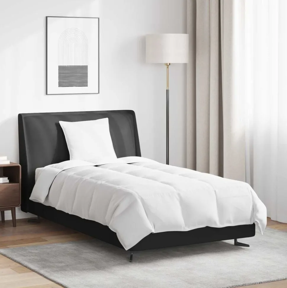 vidaXL Zomer Dekbed met kussen 2 pcs Wit Donsveertjes