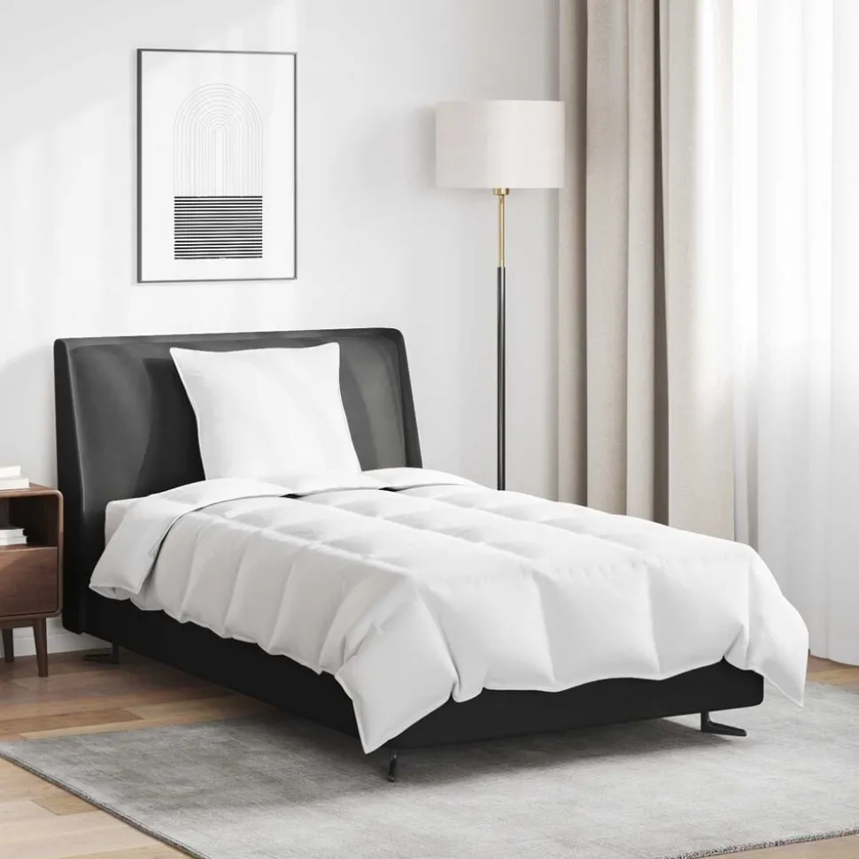 vidaXL Zomer Dekbed met kussen 2 pcs Wit Donsveertjes