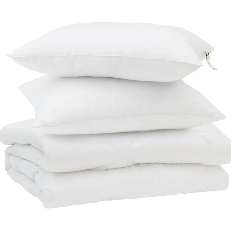 vidaXL Zomer Dekbed met kussen 3 pcs Wit Microfibre