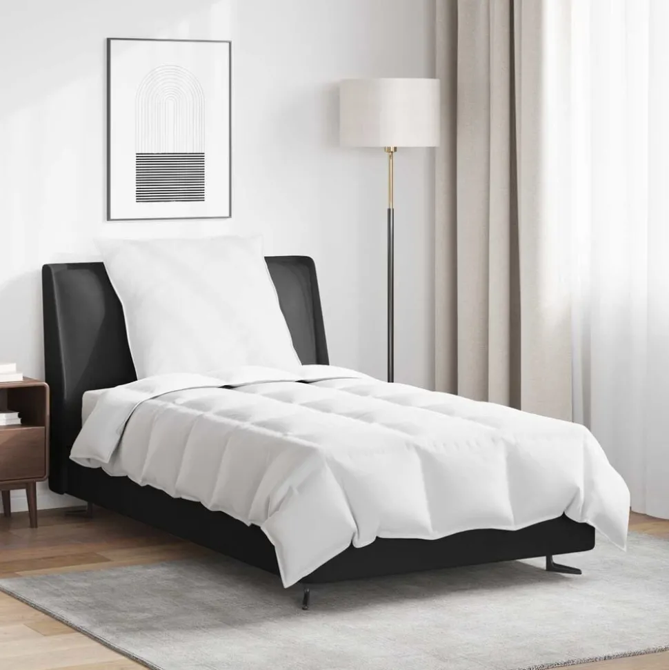 vidaXL Zomer Dekbed met kussen 2 pcs Wit Donsveertjes