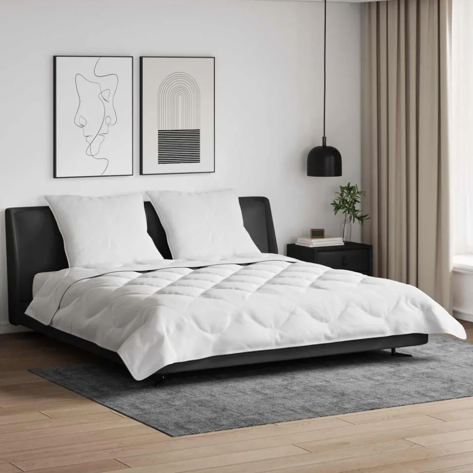 vidaXL Zomer Dekbed met kussen 3 pcs Wit Microfibre