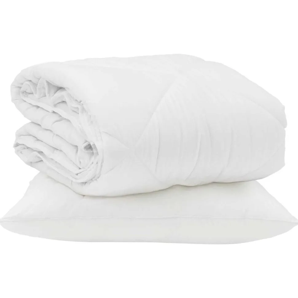 vidaXL Zomer Dekbed met kussen 2 pcs Wit Microvezel