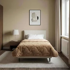 vidaXL Zomer Dekbed Taupe 155 x 200 cm Microfiber en Teddy fleece