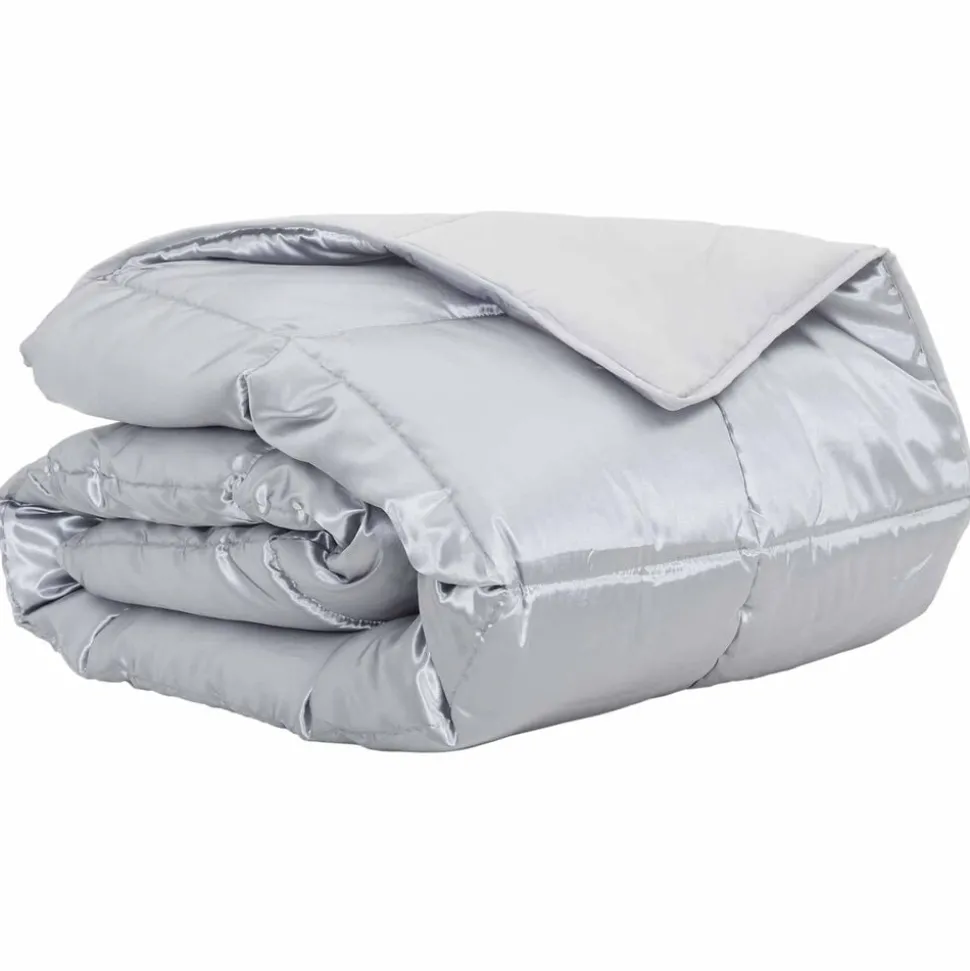 vidaXL Zomer Dekbed Zilver 135 x 200 cm Satijn en Microfiber