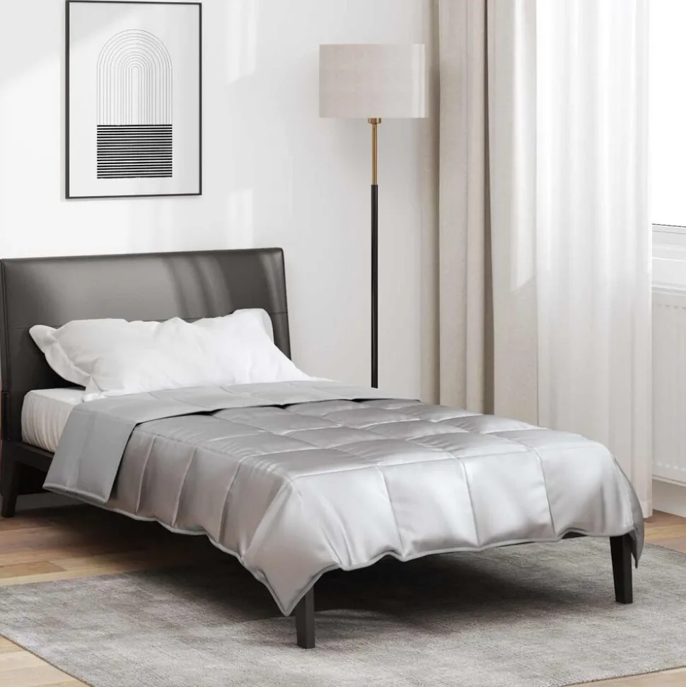 vidaXL Zomer Dekbed Zilver 135 x 200 cm Satijn en Microfiber