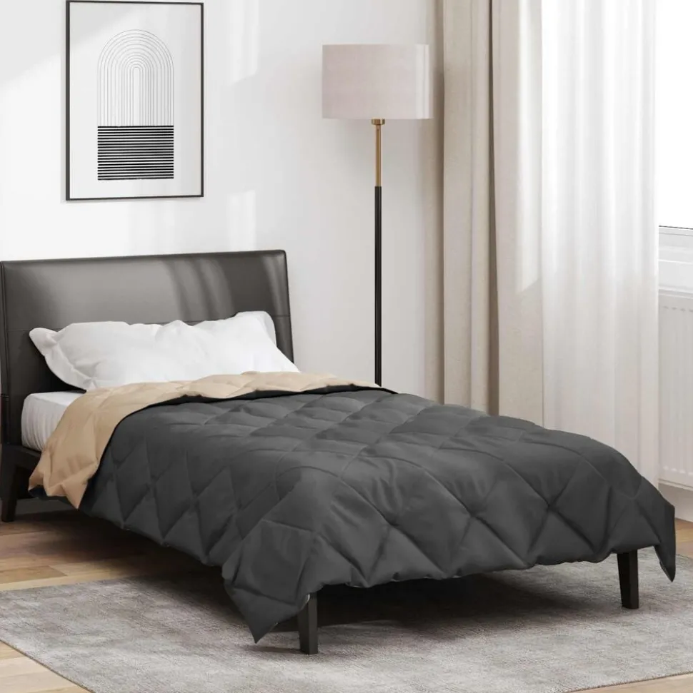 vidaXL Zomerdekbed Antraciet en Taupe 200 x 135 cm Microfiber
