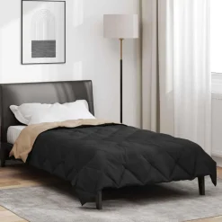 vidaXL Zomerdekbed Zwart en Taupe 200 x 135 cm Microfiber