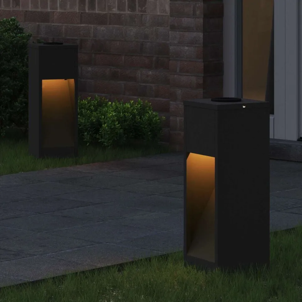 vidaXL Zonne LED Padverlichting 2 pcs Zwart Koudgewalst staal