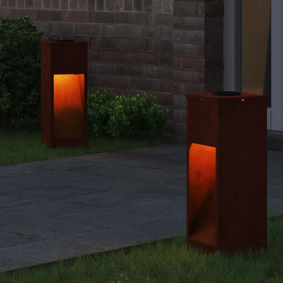 vidaXL Zonne LED Padverlichting 2 pcs Brons Cortenstaal