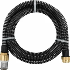 vidaXL Zuigslang met messing koppelingen 1,1'' 3 m PVC zwart