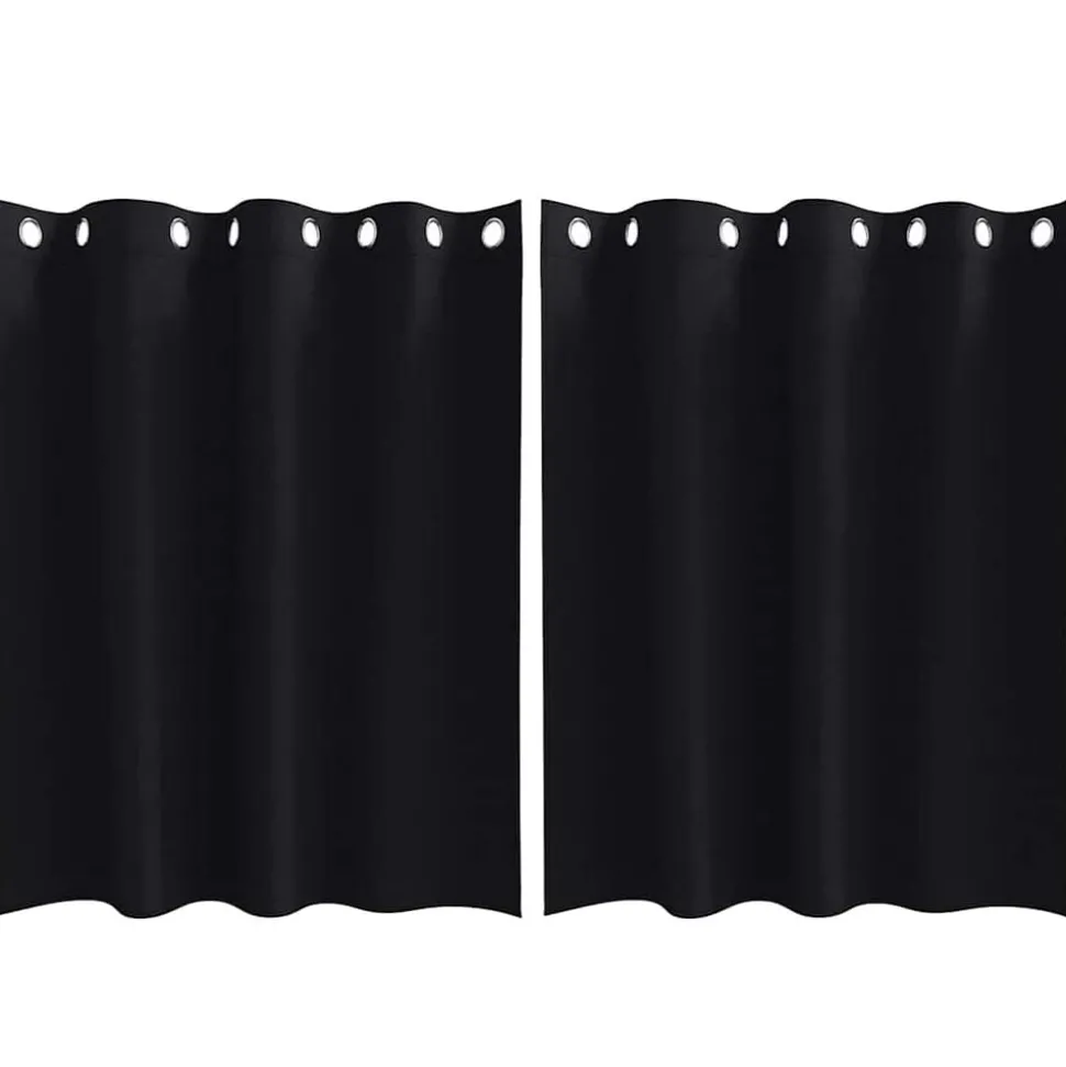 vidaXL Zwart-out Gordijnen met Ringen 2 pcs Zwart 140 x 140 cm