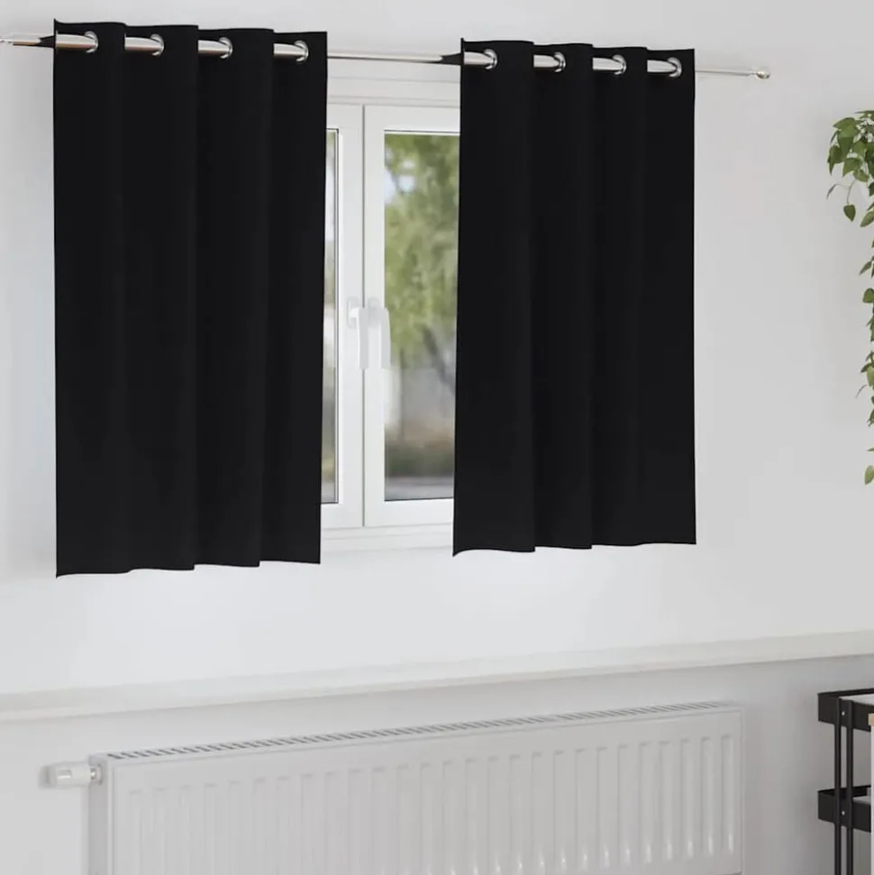 vidaXL Zwart-out Gordijnen met Ringen 2 pcs Zwart 140 x 140 cm