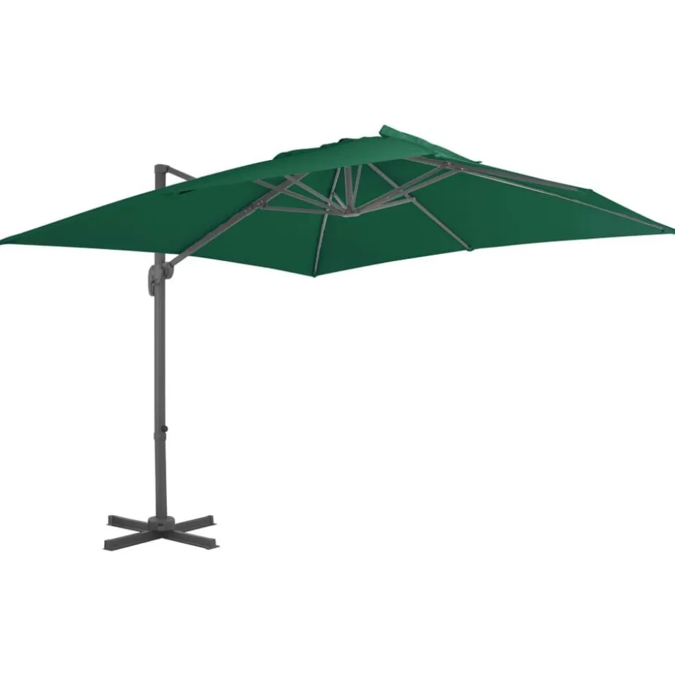 vidaXL Zweefparasol met aluminium paal 300x300 cm groen