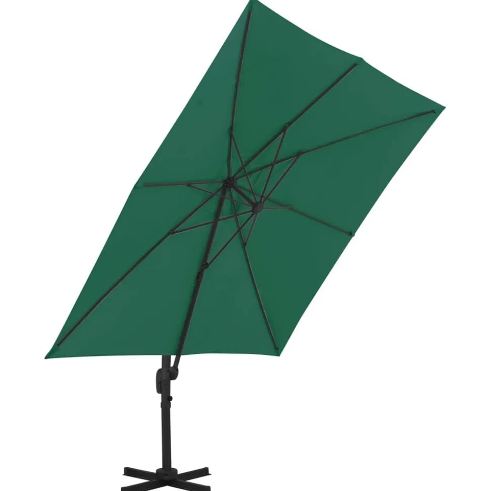 vidaXL Zweefparasol met aluminium paal 300x300 cm groen