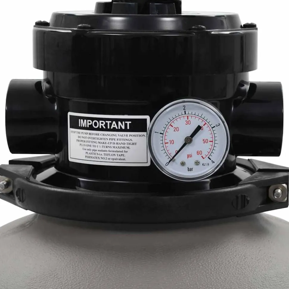 vidaXL Zwembadzandfilter met 4-positie ventiel 350 mm grijs