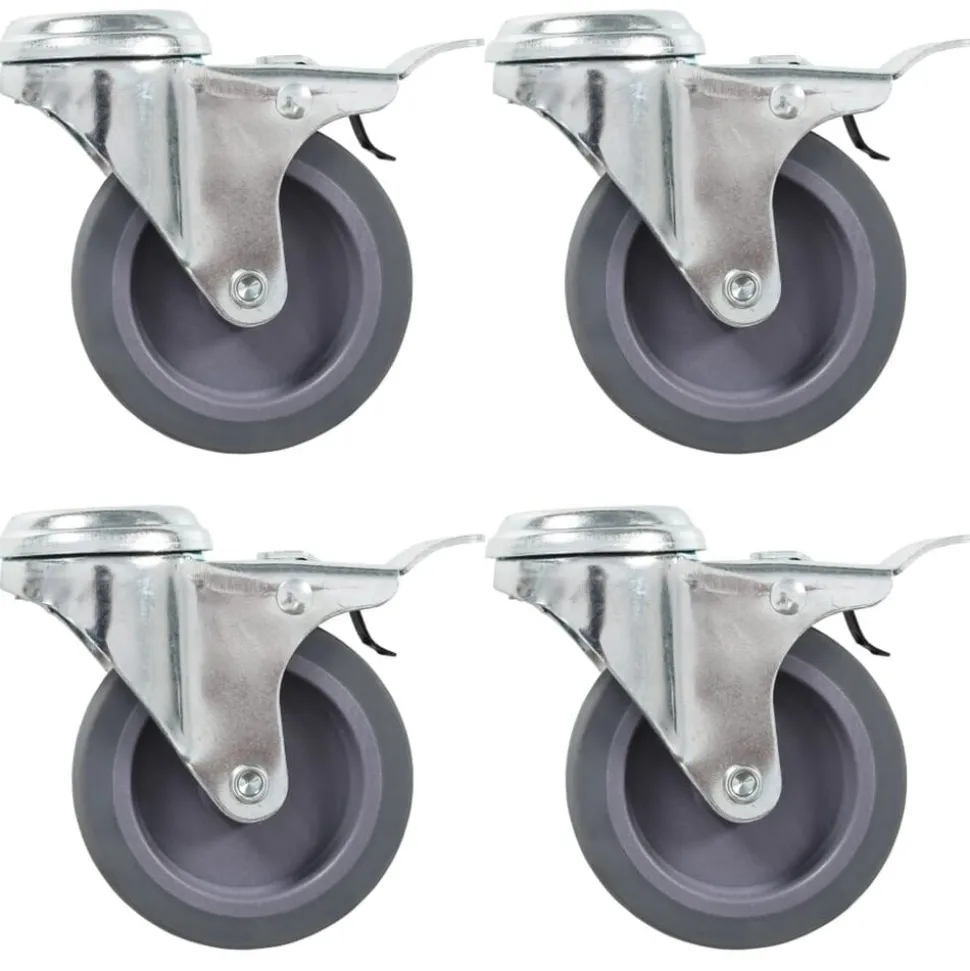 vidaXL Zwenkwielen met boutgaten en dubbele remmen 4 st 75 mm