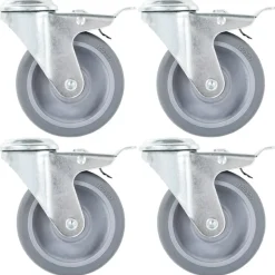 vidaXL Zwenkwielen met boutgaten en dubbele remmen 4 st 100 mm