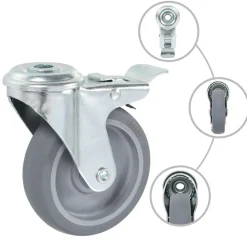 vidaXL Zwenkwielen met boutgaten en dubbele remmen 4 st 100 mm